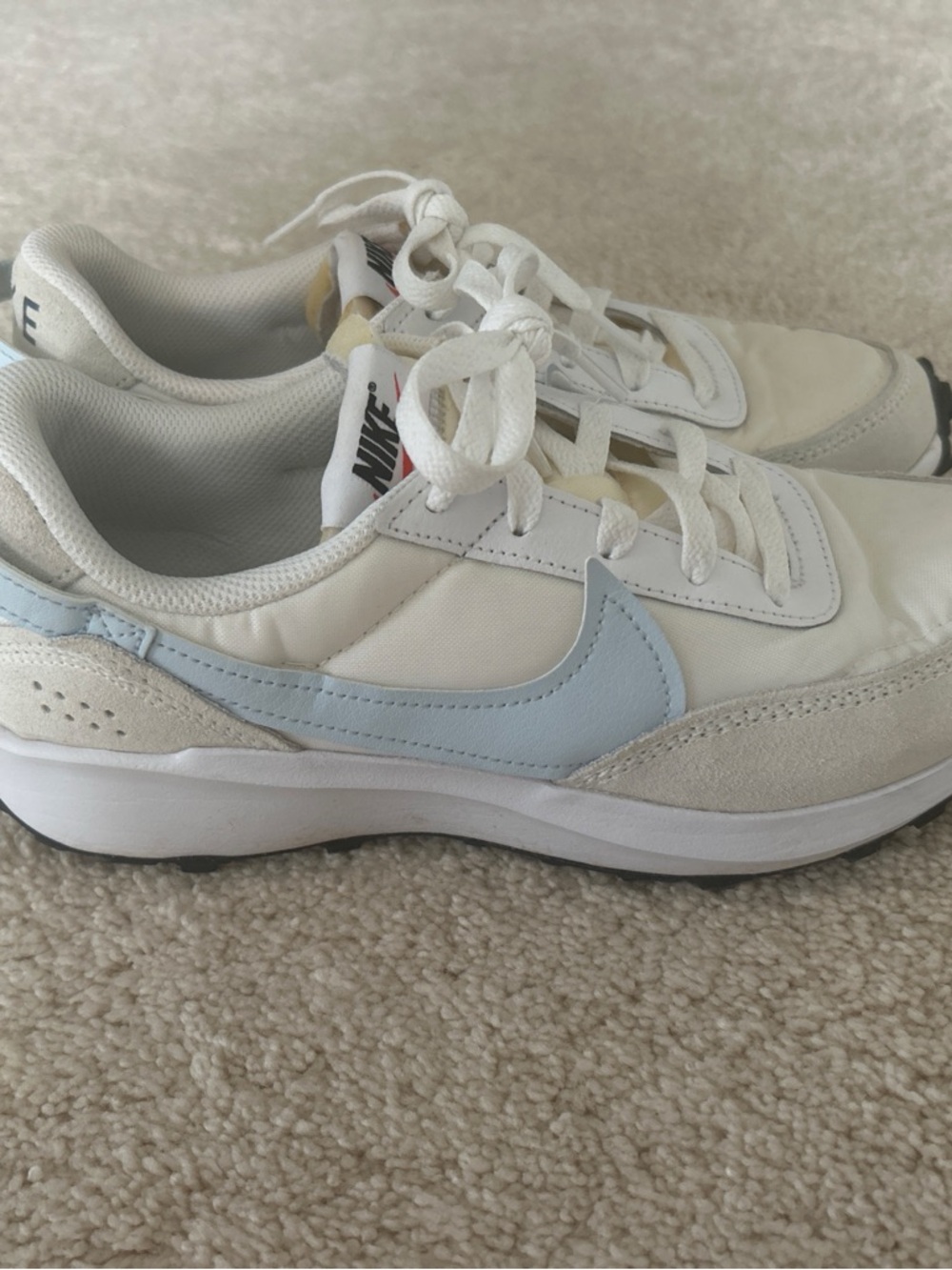 Nike Retro Runner Sneakers in White & Light Blue